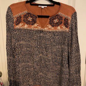 Floral Embroidered Long-Sleeve Blouse — NWOT